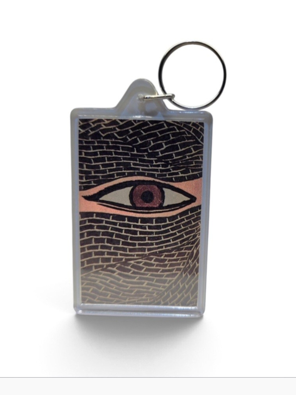 Surrealist All-Seeing Eye Brick Keychain | Gothic Evil Eye Acrylic Bag Charm